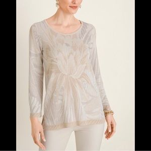 Chico’s Size 00 XS Floral Jacquard Pullover Sweater *NWOT*